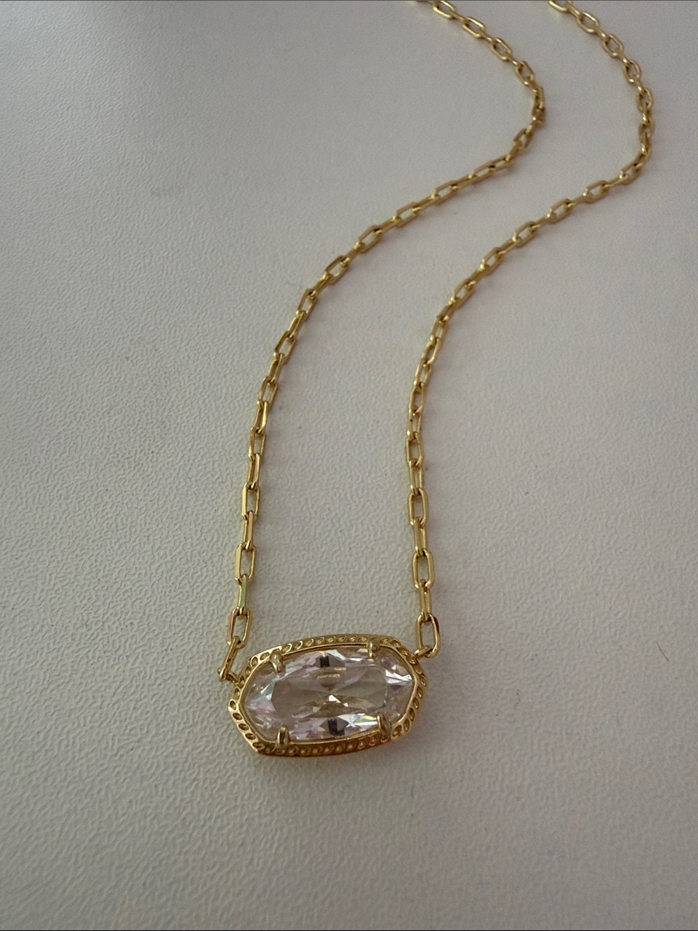 Kendra Scott Elisa Luxe gold pendant with clear stone. Brand new in box.